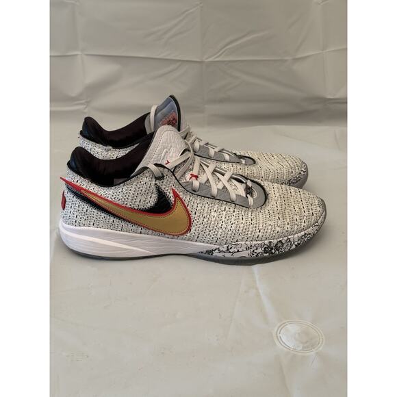 Size 14 - Nike LeBron 20 The Debut 2 White Red Suede Black Leather (DJ5423-100) - Picture 1 of 10